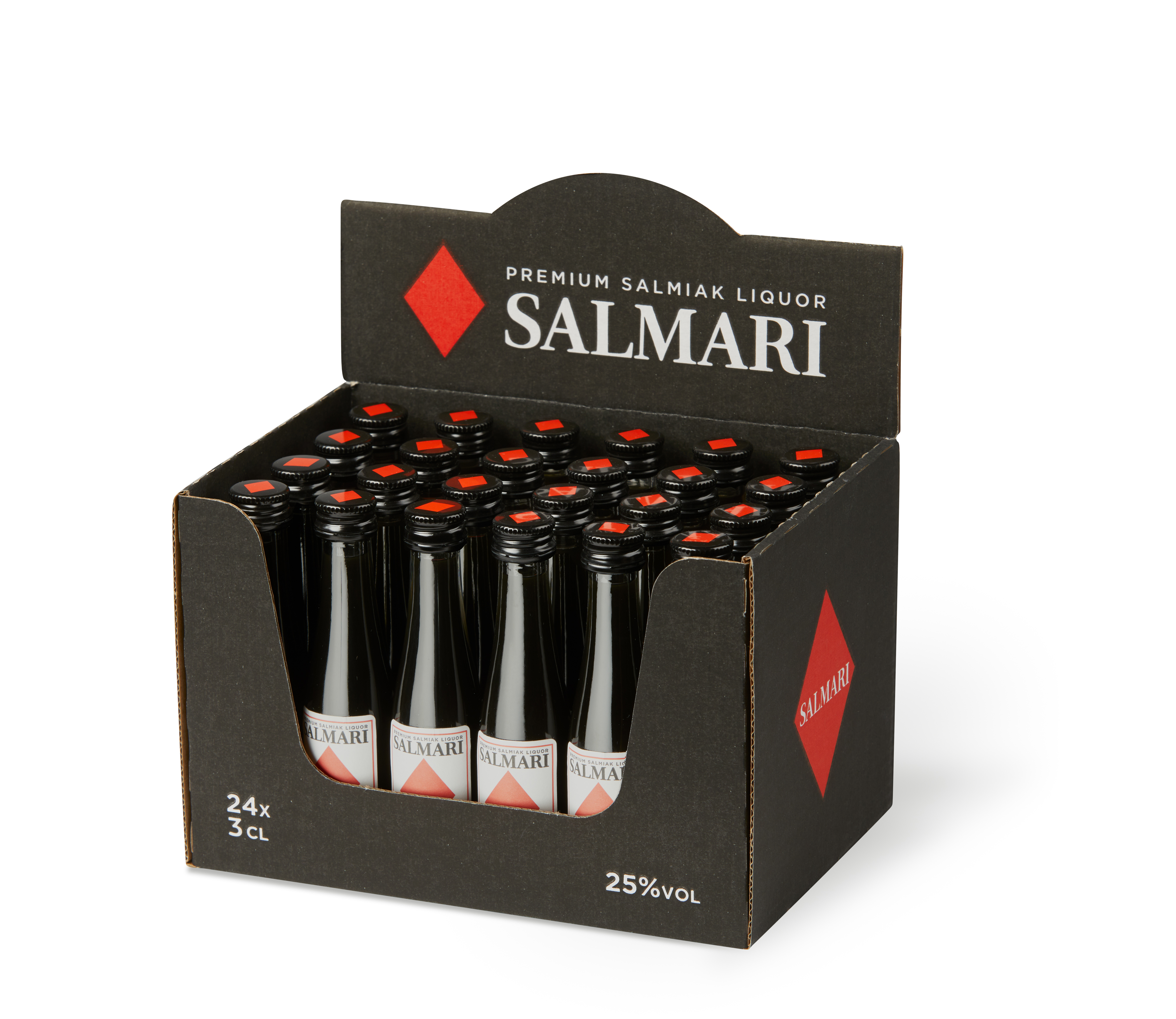 24x Miniatur Salmari Premium Salmiak Lakritz Likör 25.0% 30ml